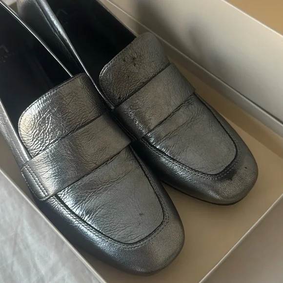 MARC FISHER LTD Leather Hudson Silver Loafers, 7.5 - Picture 12 of 12